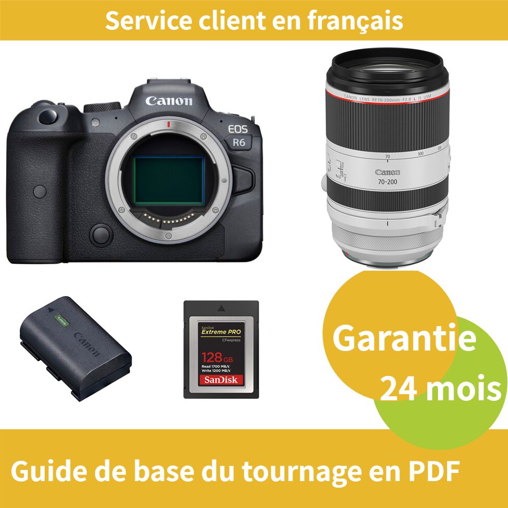 Canon EOS R6 Camera Kit with RF 70-200mm f/2.8 L IS USM Lens, LP-E6NH Battery, and 128GB SanDisk Extreme SD Card (Type B)