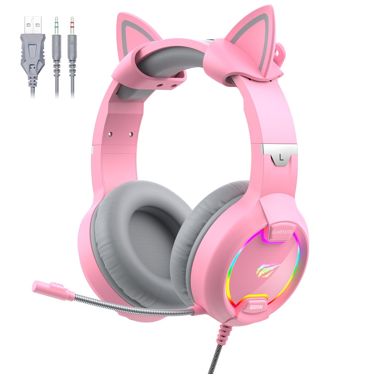 Casques de jeu Havit RGB (Rose)