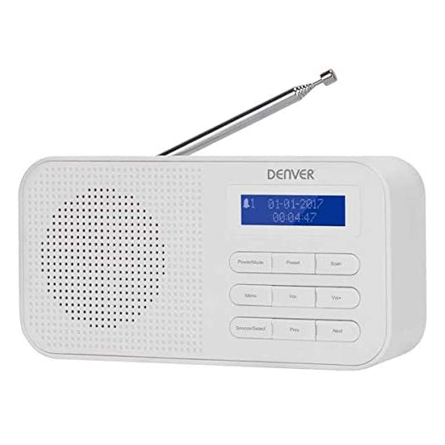 Denver DAB-42WHITE Digital Radio with Alarm Clock and Sleep Function