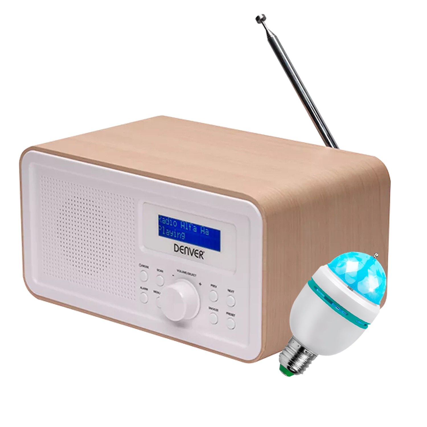 Radio digital portátil Denver DAB-30LIGHTWOOD