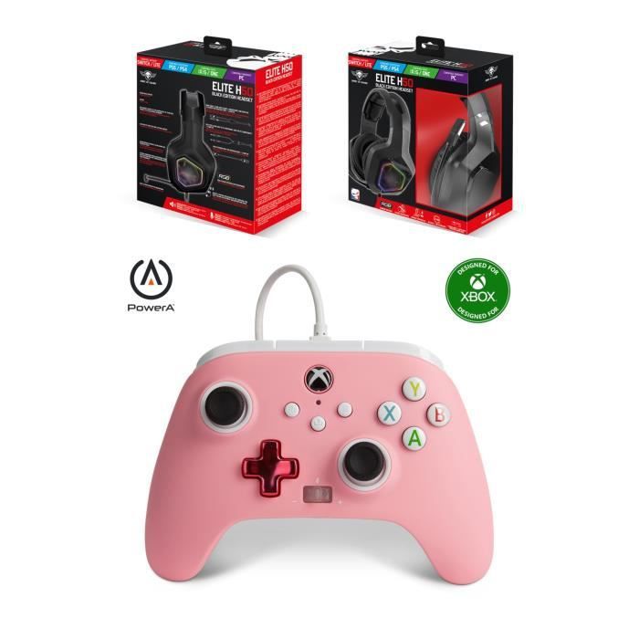 POWER A PRO GAMER EH50BK Gaming Headset - RGB LED - Wired - Pink - Stereo