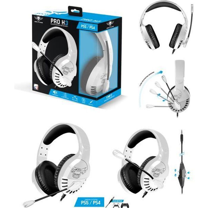 Spirit of Gamer PRO-H3 Gaming Headset - PlayStation - White - Stereo - Wired
