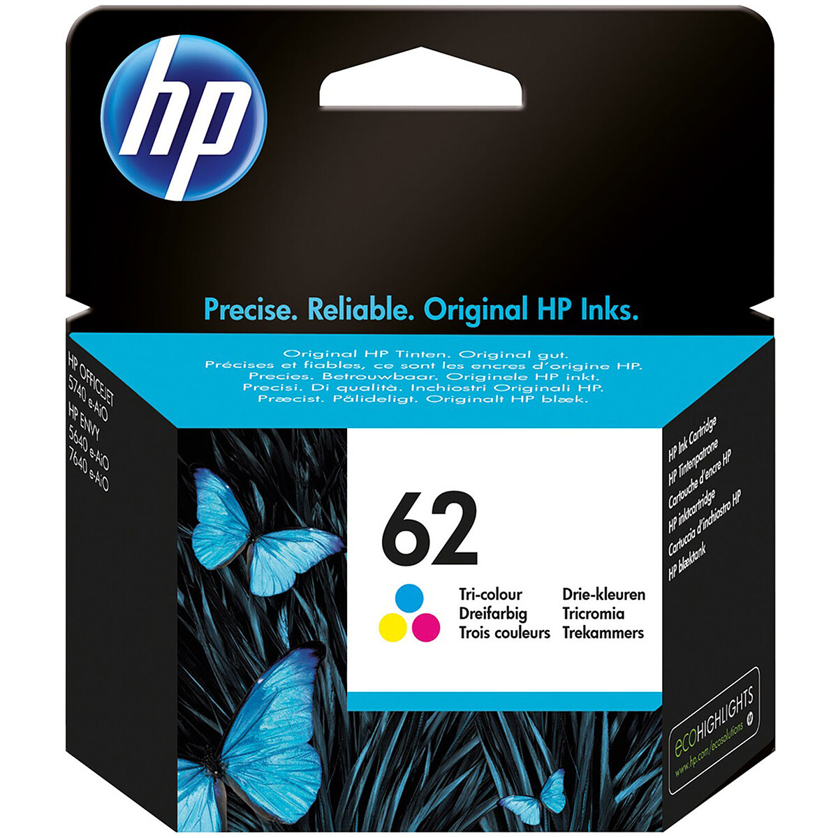 HP 62 (C2P06A) - Cyan, Magenta et Jaune