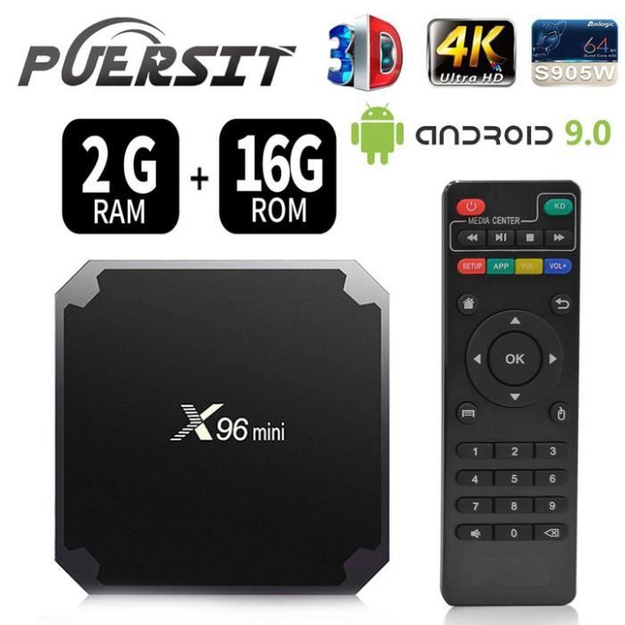 PUERSIT X96 Mini TV Box 2GB RAM + 16GB Storage Android 9.0 Octa-Core 64-bit Cortex-A53, Mali-450 GPU, 4K HD, 2.4G WiFi