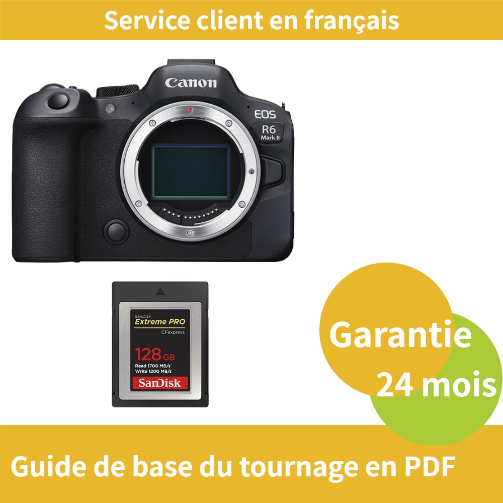 Canon EOS R6 Mark II Camera + SanDisk 128GB Extreme SD Card PRO CFexpress Type B