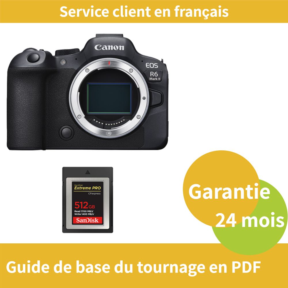 Canon EOS R6 Mark II Camera + SanDisk 512GB Extreme SD Card PRO CFexpress Type B