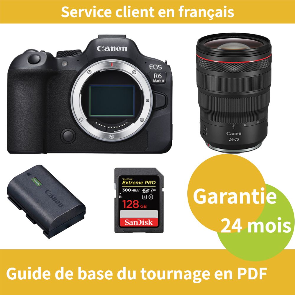 Cámaras Canon EOS R6 Mark II + Objetivo RF24-70mm F/2.8L IS USM + Batería LP-E6NH Oficial + Tarjeta de memoria SanDisk Extreme PRO 128GB SDXC UHS-II