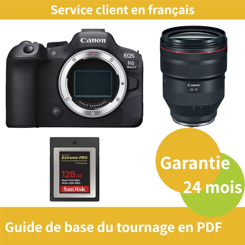 Cámaras Canon EOS R6 Mark II + Objetivo Canon RF 28-70mm f/2 L USM + Tarjeta de memoria SanDisk 128GB Extreme (Tipo B)
