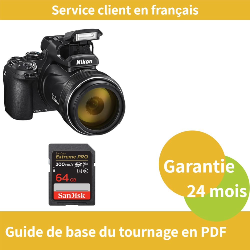 Nikon Coolpix P1000 Digital Camera with SanDisk 64GB Extreme PRO SDXC UHS-I Card
