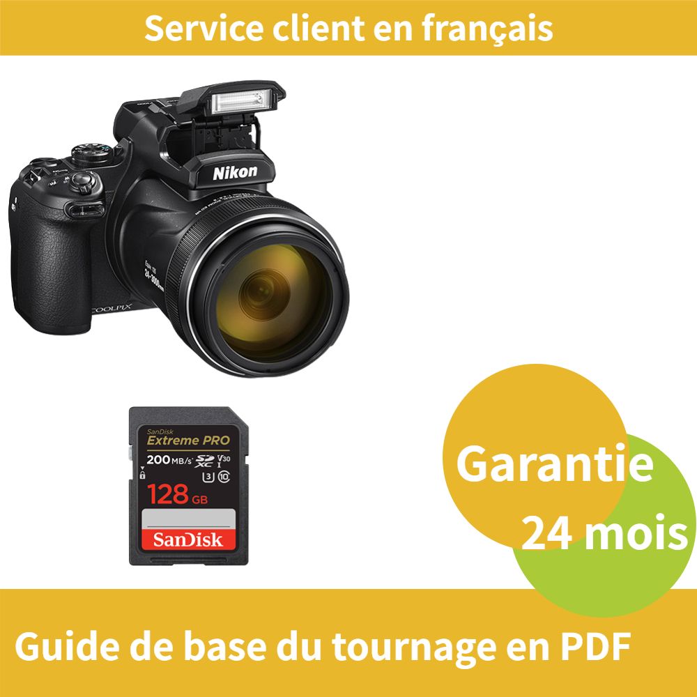 Nikon Coolpix P1000 Digital Camera + SanDisk 128GB Extreme PRO SDXC UHS-I Card