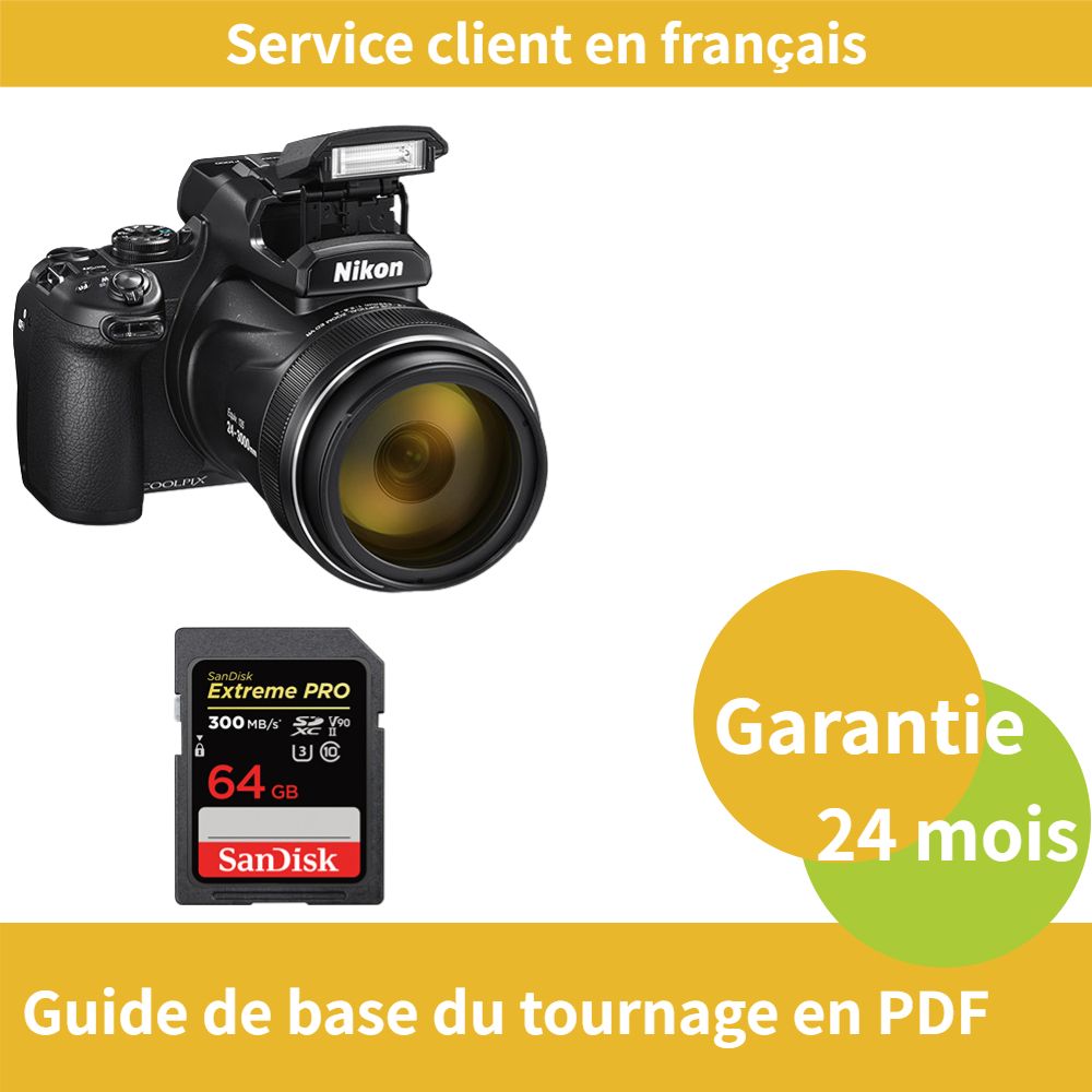 Nikon Coolpix P1000 Digital Camera with SanDisk 64GB Extreme PRO SDXC UHS-II Card