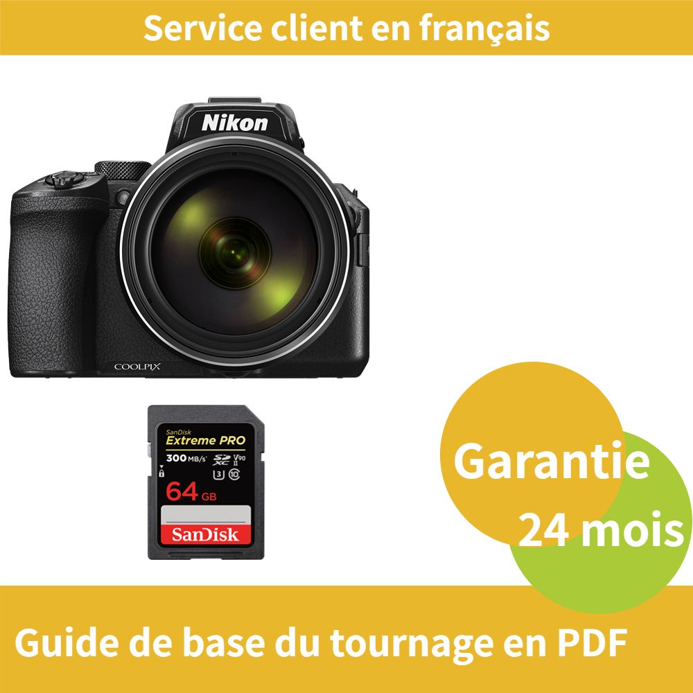 Cámara Nikon Coolpix P950 con tarjeta SanDisk 64GB Extreme PRO SDXC UHS-II