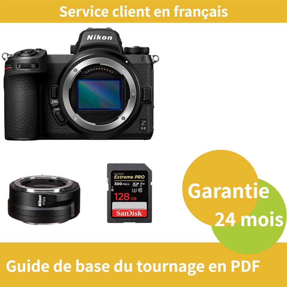 Nikon Z6 II Camera + Nikon FTZ II Adapter Ring + SanDisk 128GB Extreme PRO SDXC UHS-II Card