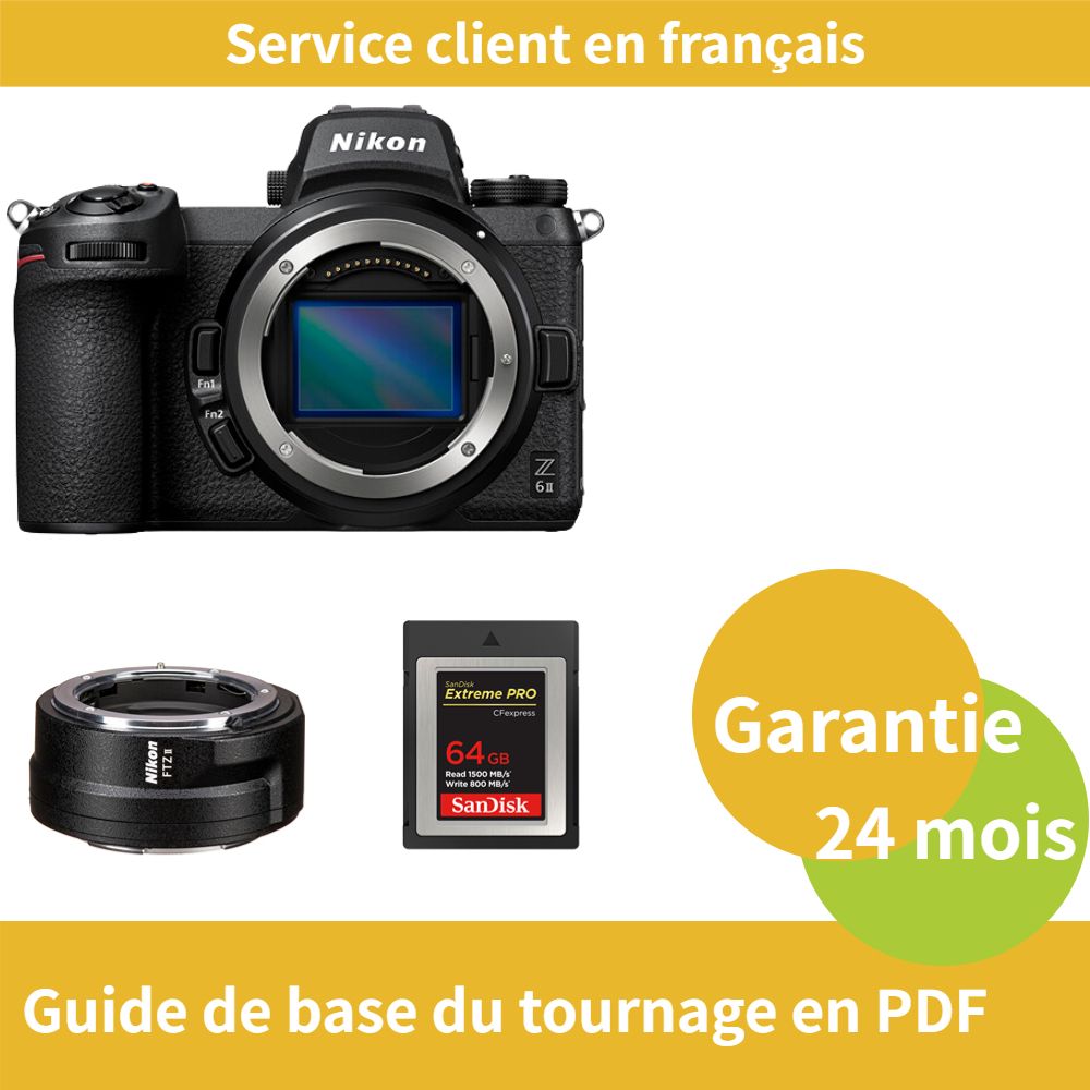 Nikon Z6 II Camera + Nikon FTZ II Adapter Ring + SanDisk 64GB Extreme SD Card (Type B CFexpress)