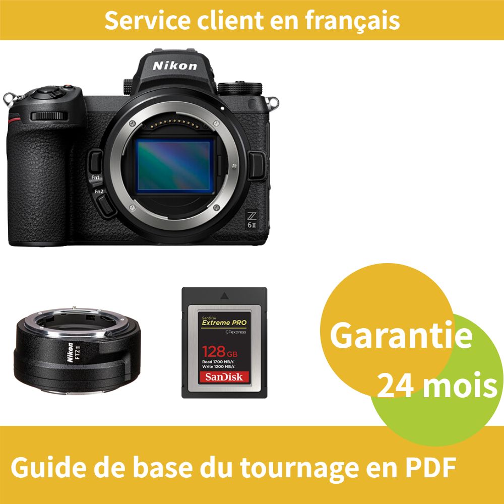 Nikon Z6 II Camera + FTZ II Adapter Ring + 128GB SanDisk Extreme SD Card (Type B CFexpress)