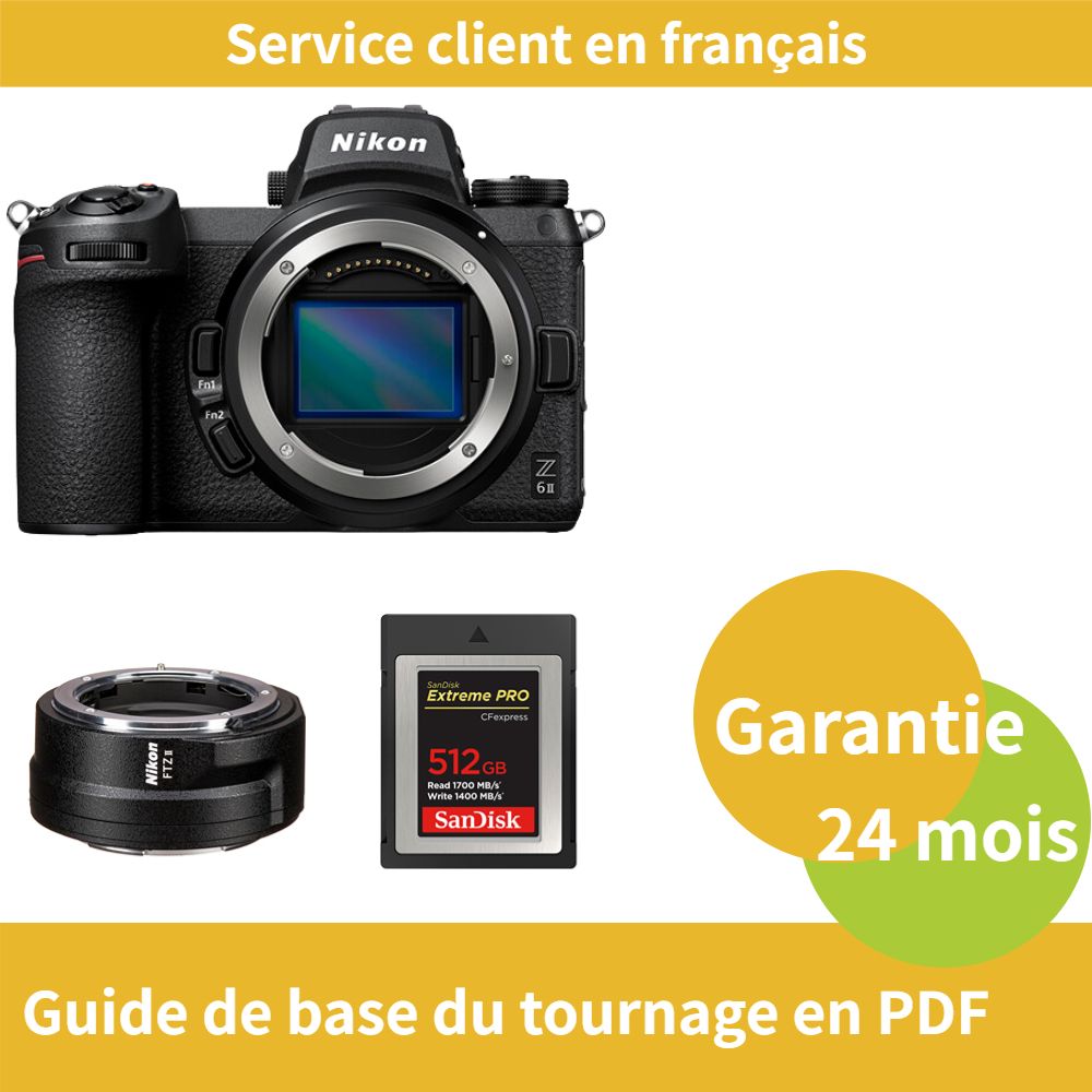 Nikon Z6 II Camera + Nikon FTZ II Adapter Ring + SanDisk 512GB Extreme SD Card (Type B CFexpress)