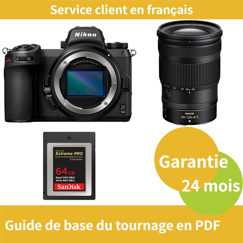 Nikon Z6 II Full Frame Mirrorless Camera Kit with 24-120mm f/4 S Lens + 64GB SanDisk Extreme SD Card (Type B CFexpress)