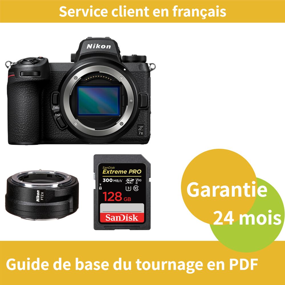 Nikon Z7 II Camera + Nikon FTZ II Adapter Ring + SanDisk 128GB Extreme PRO SDXC UHS-II Card