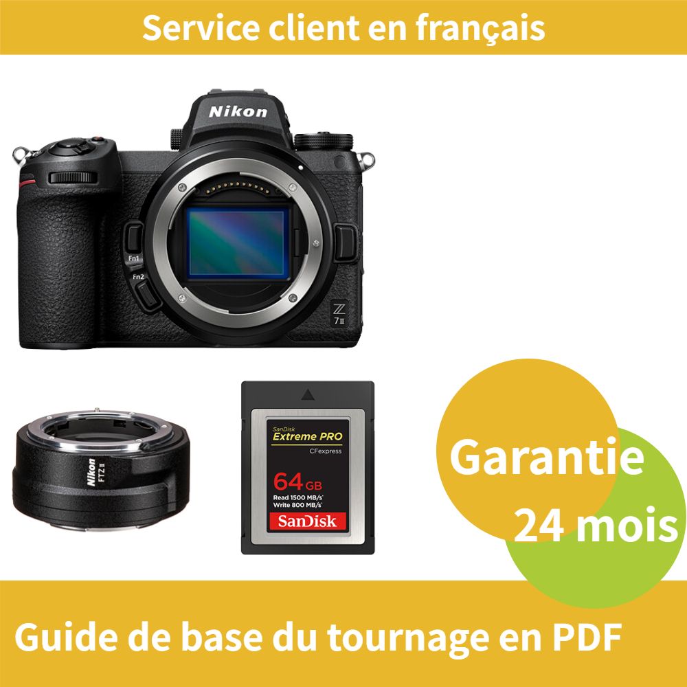 Nikon Z7 II Camera with FTZ II Adapter, SanDisk 64GB Extreme SD Card, PRO CFexpress Type B