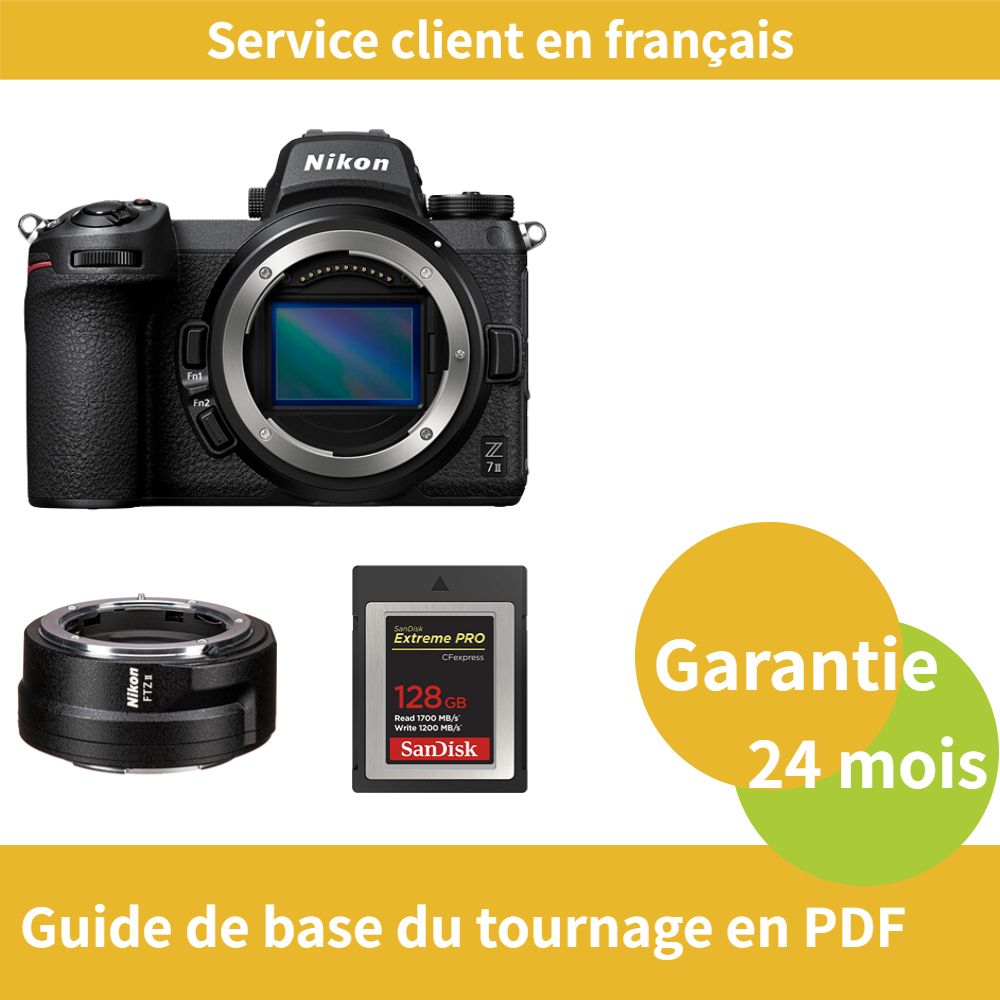 Nikon Z7 II Camera + Nikon FTZ II Adapter Ring + SanDisk 128GB Extreme SD Card (Type B CFexpress)