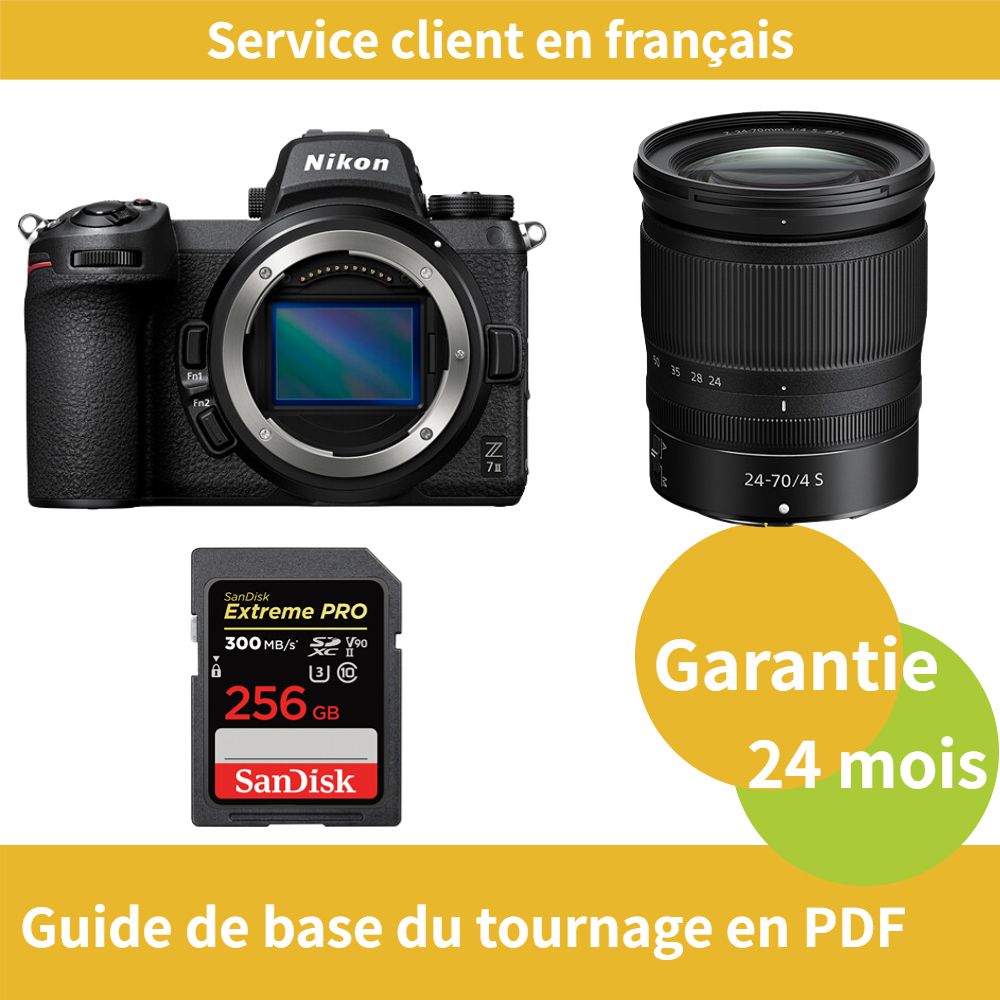 Kit de cámara híbrida Nikon Z7 II con lente 24-70 mm f/4 S + tarjeta SDXC Ultra Rápida PRO SanDisk de 256 GB