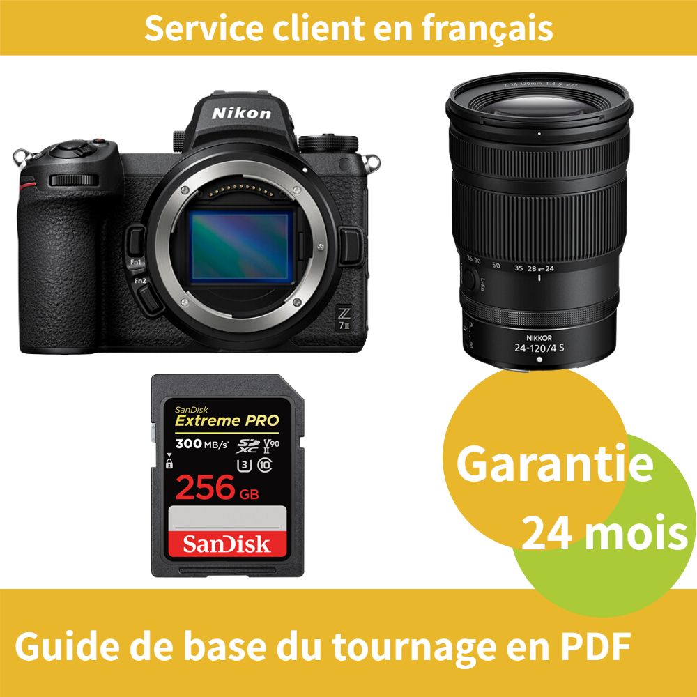 Kit de cámara híbrida Nikon Z7 II con lente de 24-120 mm f/4 S y tarjeta SDXC UHS-II Ultra Rápida de 256 GB