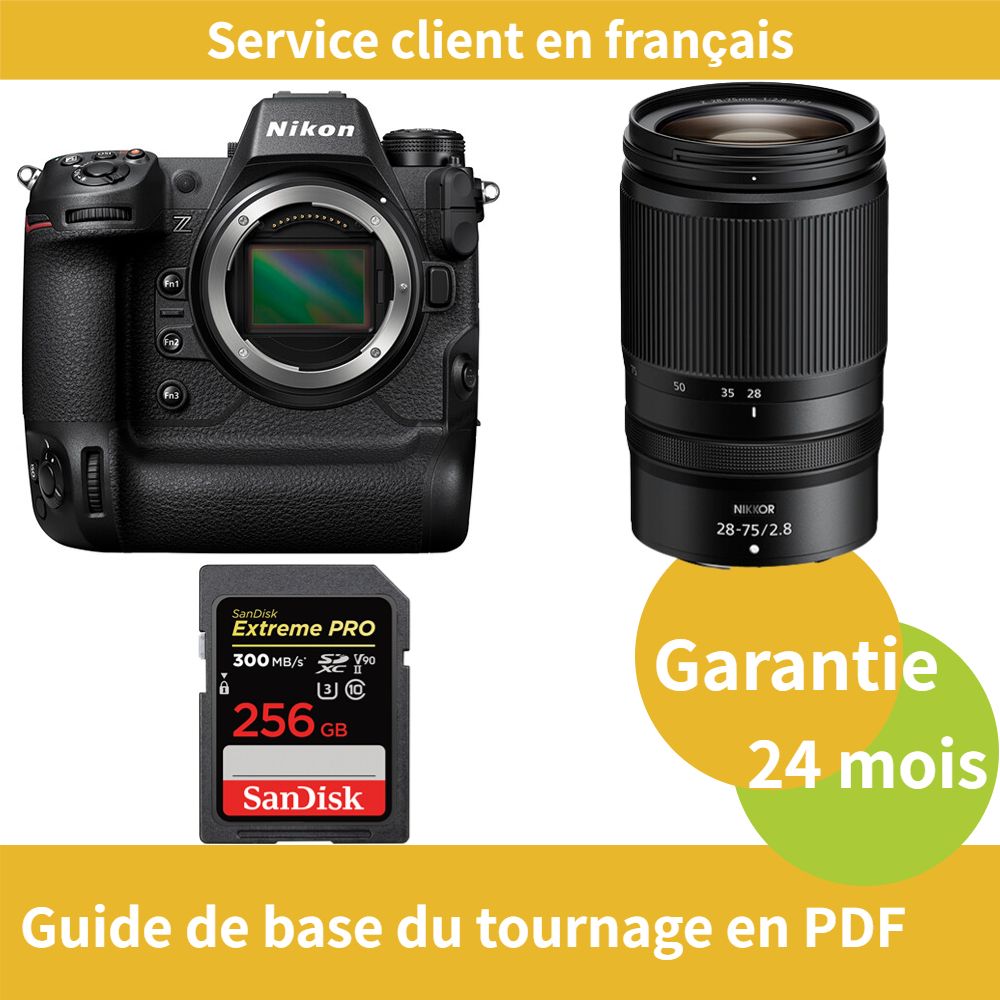 Appareil photo Nikon Z9 + Objectif Nikon Z 28-75mm f/2.8 NIKKOR + Carte SDXC UHS-II SanDisk 256 Go Extrême PRO