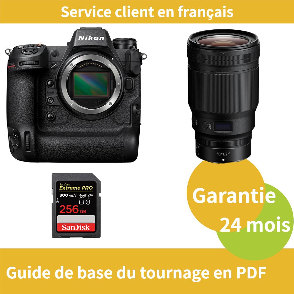 Appareil photo Nikon Z9 + Objectif Nikon Z 50mm f/1.2 S Nikkor + Carte SDXC UHS-II SanDisk 256 Go Extrême PRO