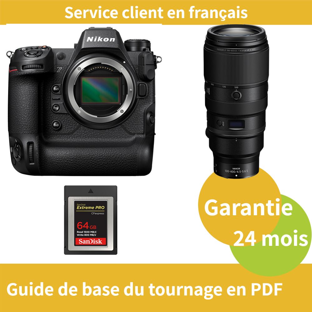 Cámara Nikon Z9 + Objetivo Nikon Z 100-400mm f/4.5-5.6 VR S NIKKOR + Tarjeta de memoria SanDisk 64GB Extreme SD PRO CFexpress Tipo B