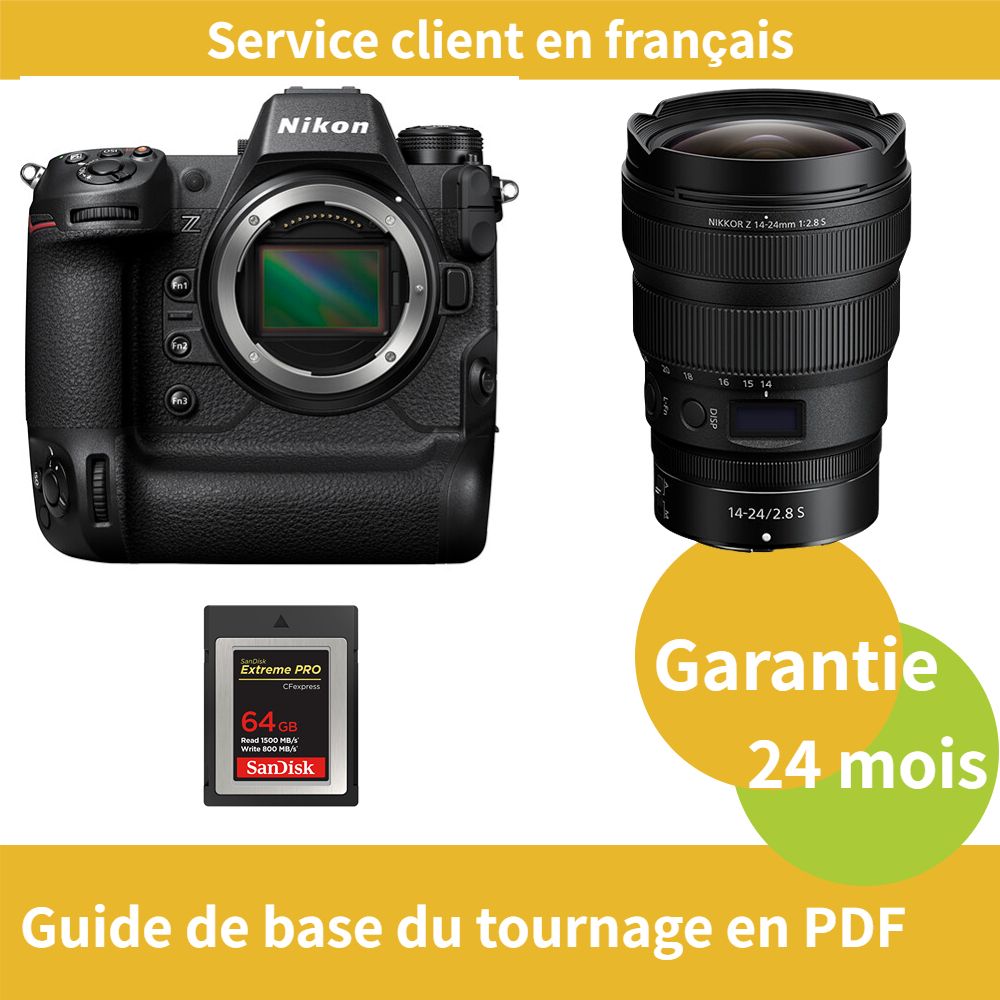 Cámara Nikon Z9 + Objetivo Nikon Z 14-24mm f/2.8 S NIKKOR + Tarjeta de memoria SanDisk Extreme 64GB (Tipo B CFexpress PRO)