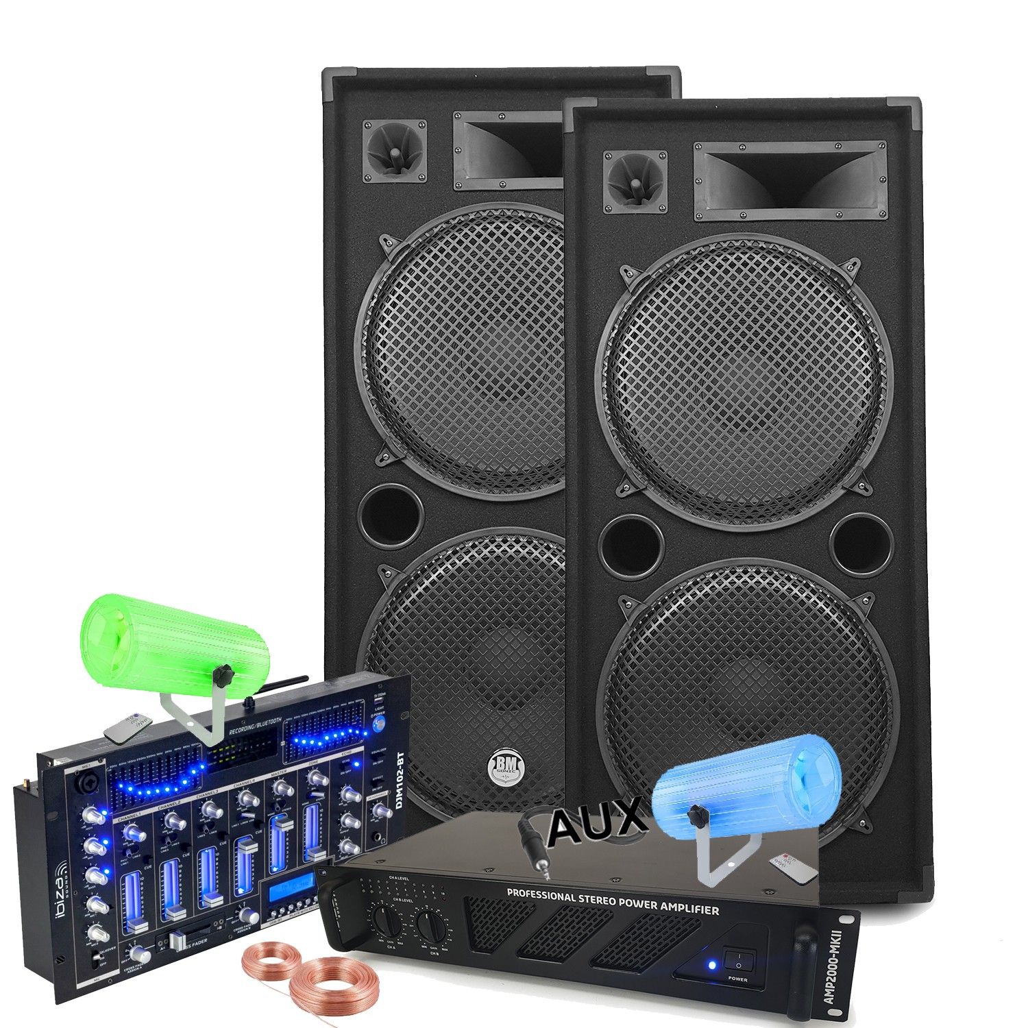 Koolstar Ibiza Sound 7000W Speaker System with Amplifier and Bluetooth/USB Mixer