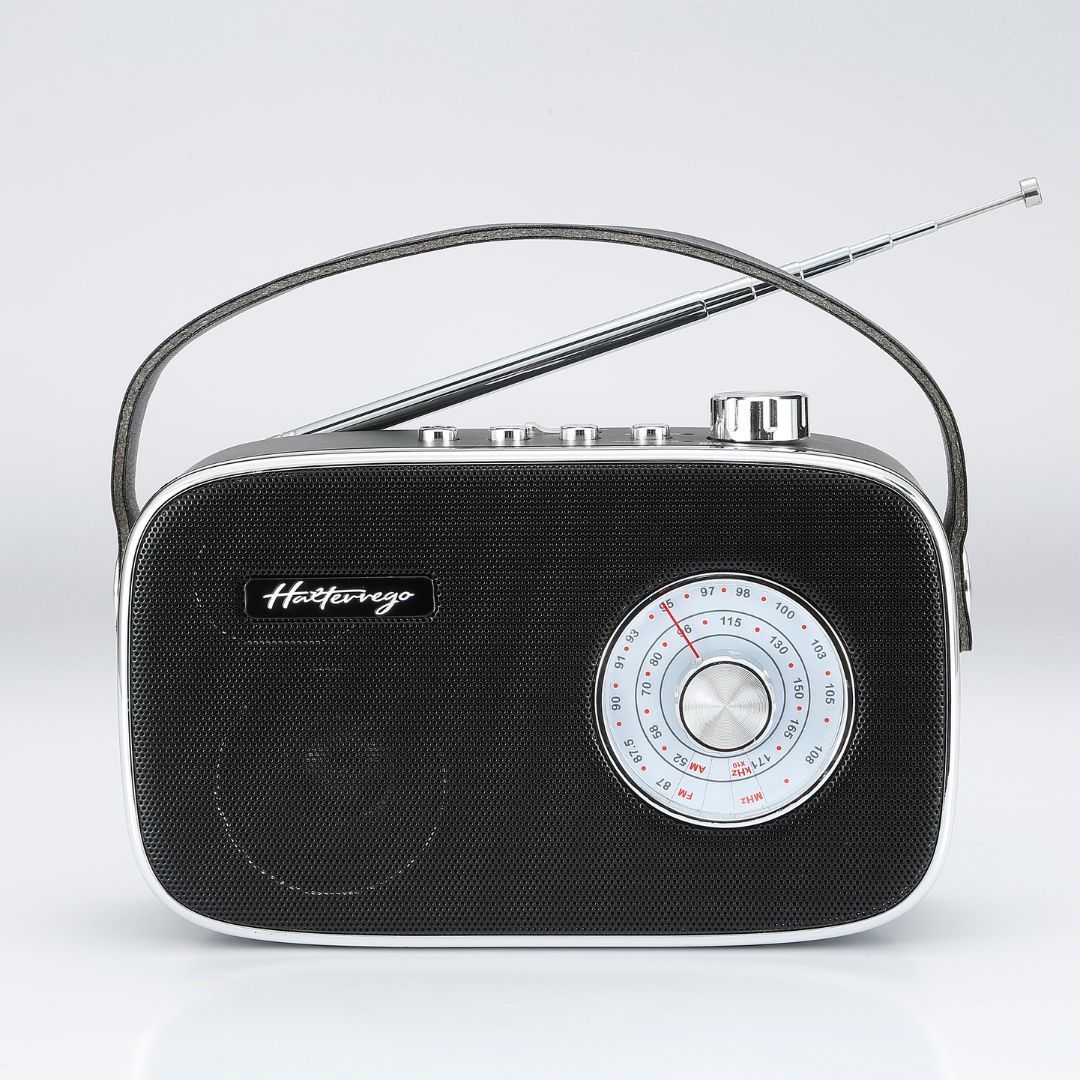Halterrego Retro AM/FM Radio with Bluetooth 5.0, USB & Micro SD Reader, 3W RMS, Aux IN and Headphone Jack, USB-C Adapter or Port, Black