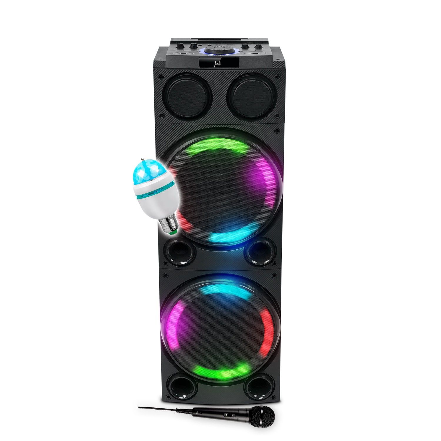 Haut-parleur de fête Muse M-1982 DJ, 600W, USB/Bluetooth avec lumières LED multicolores