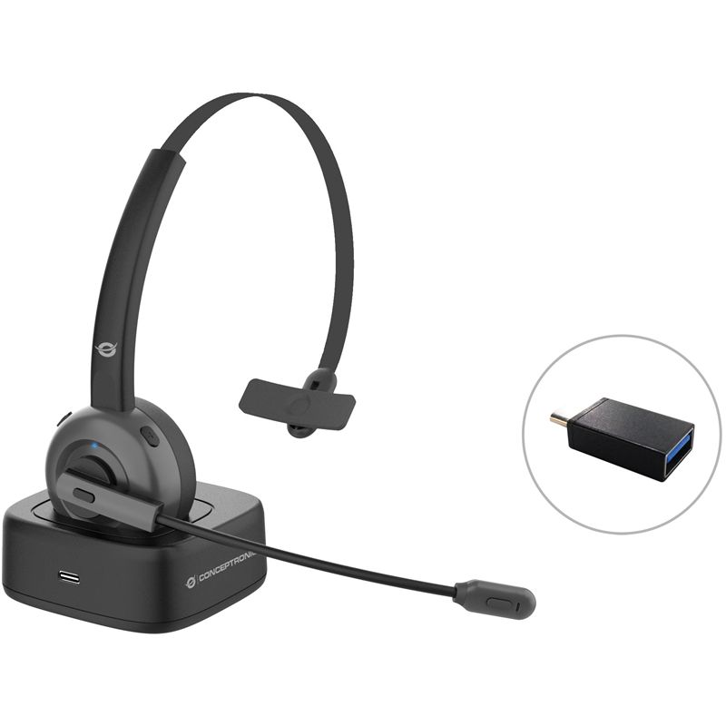 Conceptronic POLONA03BD Wireless Headset with Charging Base - Black