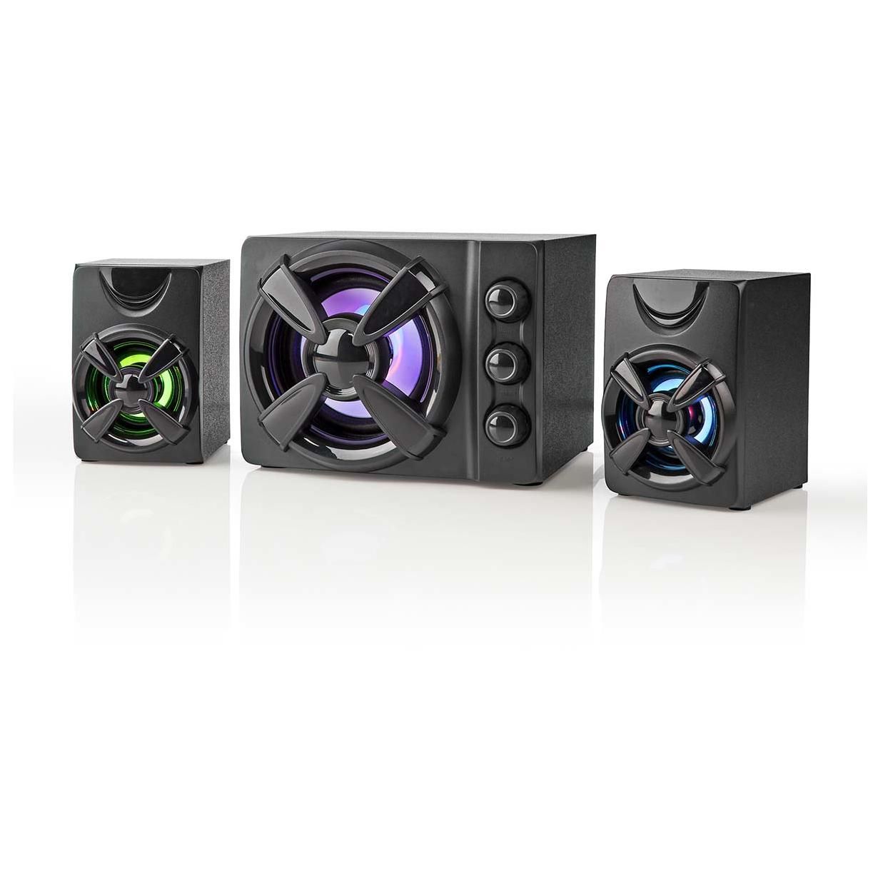 Nedis GSPR31021BK 2-Way Speaker with LED Lights, Black