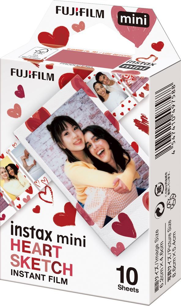 Papel foto instantáneo Fujifilm Instax Mini Corazón Sketch - Paquete de 10