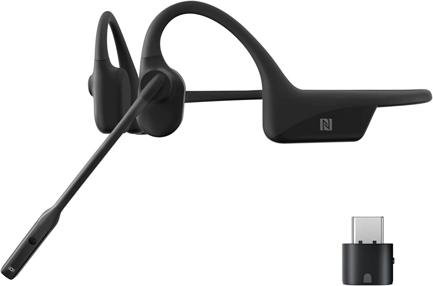 OpenComm UC Bone Conduction Headset with Noise Cancelling Microphone and USB-C Dongle - Comfort All Day, for Meetings, Video Conferences, Remote Work at the Office - Black