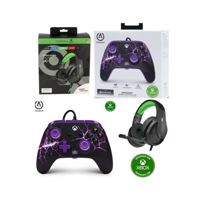 Auricular de juego POWER A PRO UC40 - Verde - Xbox One/S/X/PC - Mandos oficiales Purple Magma