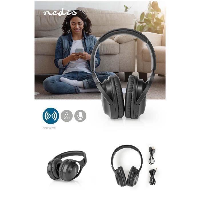 HQ Bluetooth Headset - EXTRA-Bass - 20-Hour Battery - Built-in Microphone - Black