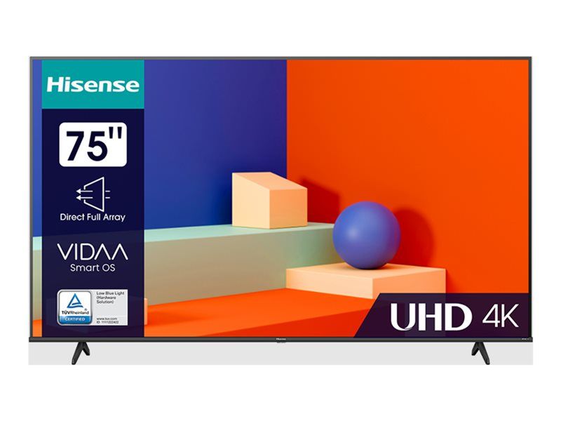 Hisense 75A6K - 75-Inch A6K Series LED TV - Smart TV - VIDAA - 4K UHD (2160p) 3840 x 2160 - HDR - Direct LED - Black