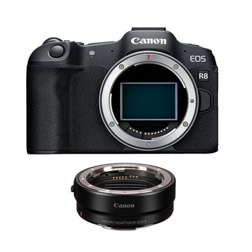 Cámara Canon EOS R8 + adaptador de montaje EF-EOS R
