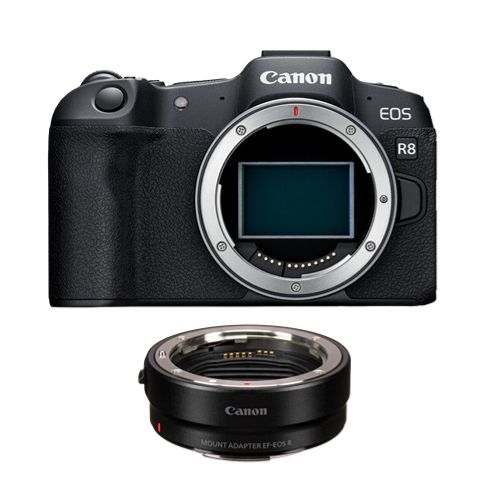 Canon EOS R8 Camera + EF-EOS R Mount Adapter