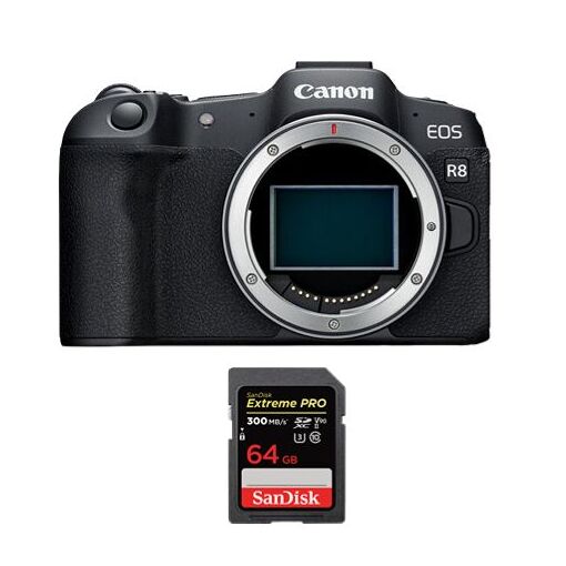 Canon EOS R8 Camera + SanDisk 64GB Extreme Pro SDXC UHS-II U3 V90 Card