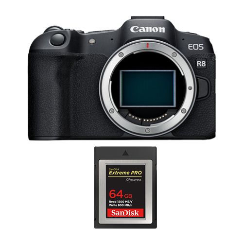 Cámara Canon EOS R8 + tarjeta SanDisk de 64 GB Extreme Pro CF CFexpress Tipo B