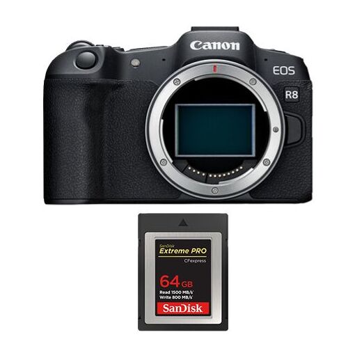 Canon EOS R8 Camera + 64GB SanDisk Extreme Pro CFexpress Type B Card