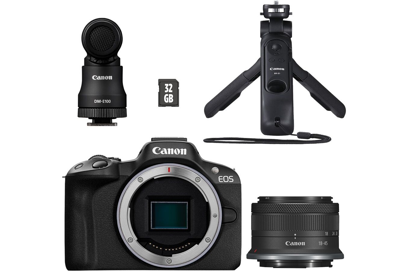 Kit Canon Créateur EOS R50 avec objectif RF-S 18-45 mm f/4,5-6,3 IS STM et accessoires