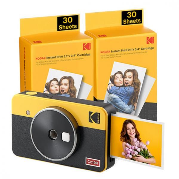 Kodak Mini Shot 2 Retro Instant Camera, 53.3 x 86.3 mm CMOS, Yellow