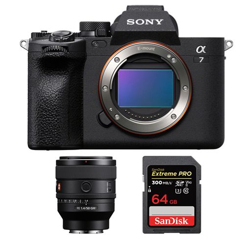 Sony Alpha A7 Mark IV Mirrorless Camera + 50mm f/1.4 GM Lens + SanDisk 64GB Extreme Pro SDXC Card