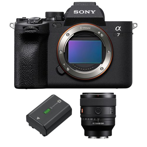 Sony Alpha A7 Mark IV Camera + FE 50mm f/1.4 GM Lens + NP-FZ100 Battery