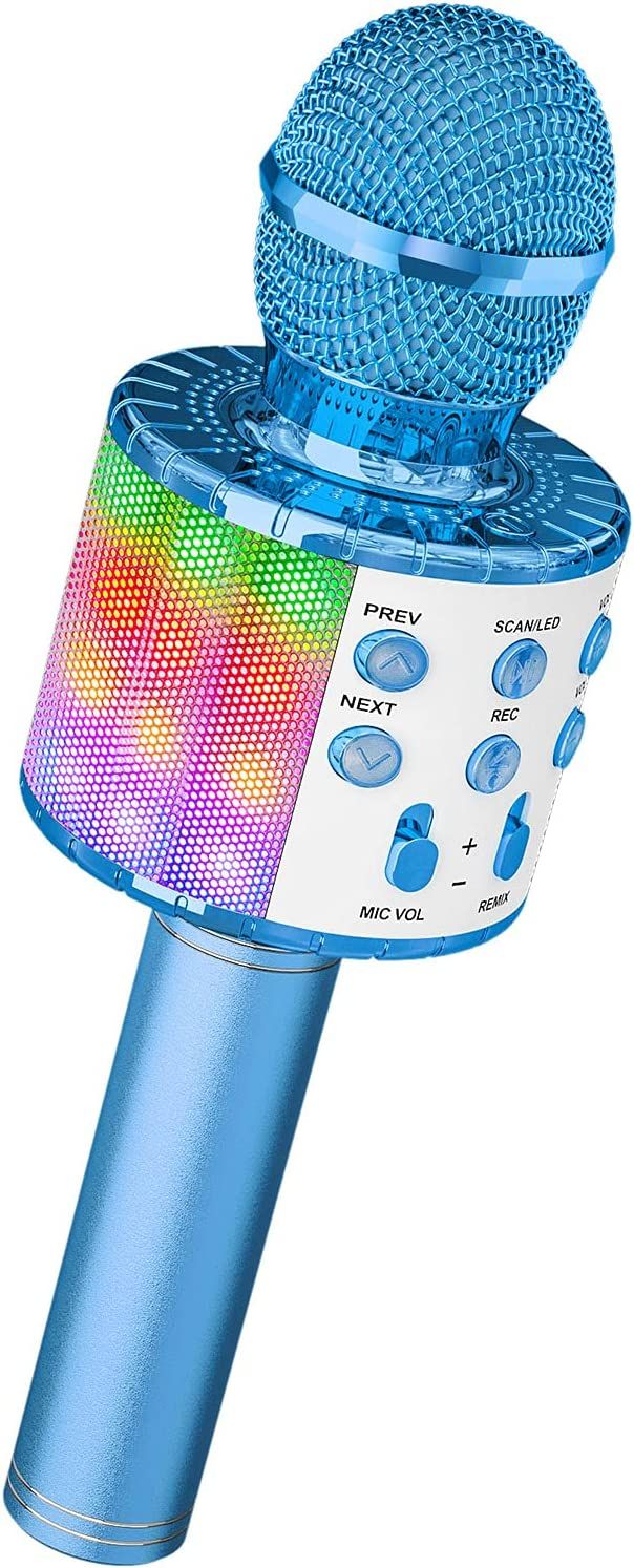RICHT Wireless Karaoke Microphone for Kids with LED Dance Lights